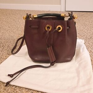 Chloe Burgubdy Leather Crossbody/Bucket Bag With Handle & Detachable Strap *USED
